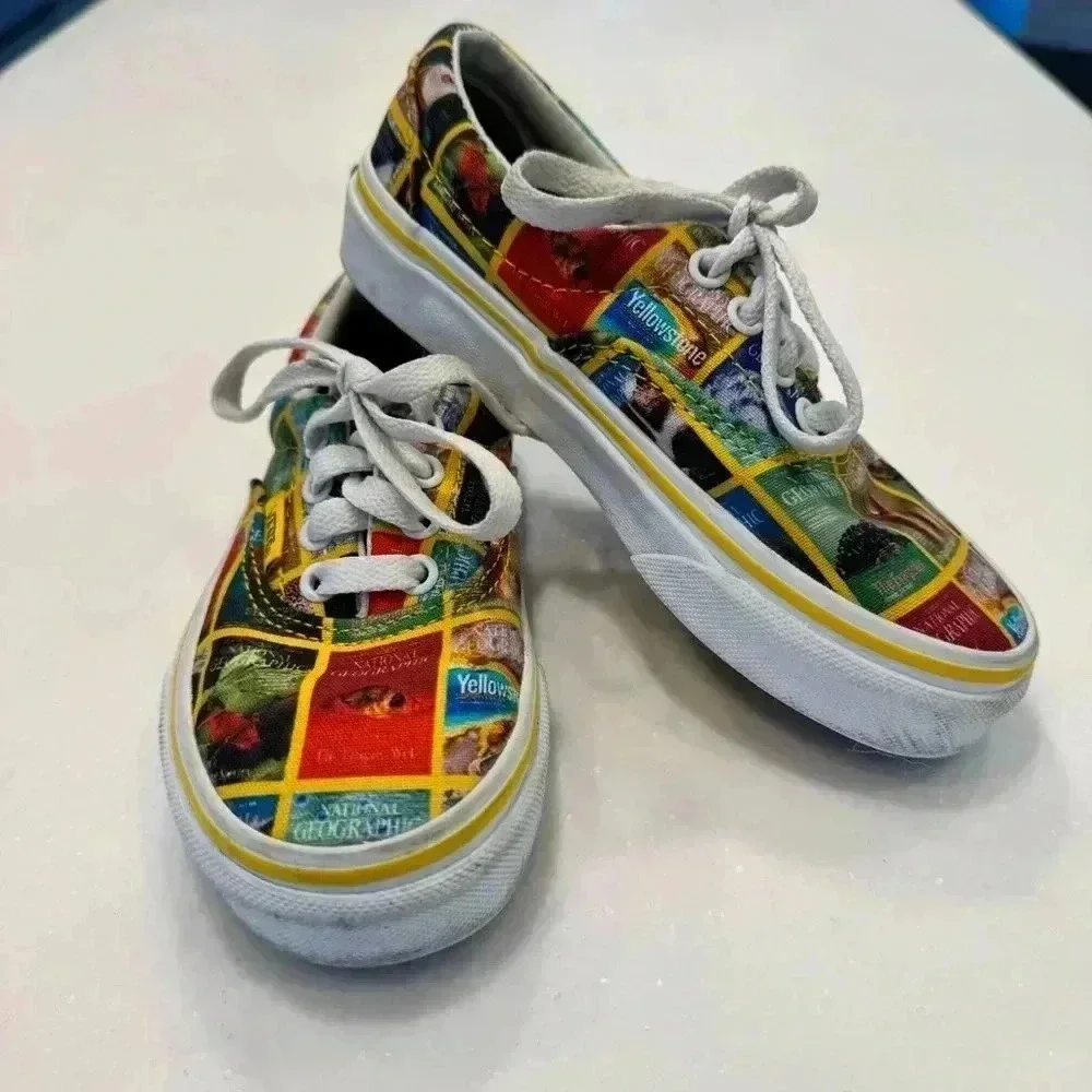 Vans X National Geographic Kid Unisex Sneakers Shoes Multi Color Size 12